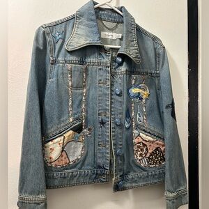 Coach Embroidered Denim Jacket with Star Accents